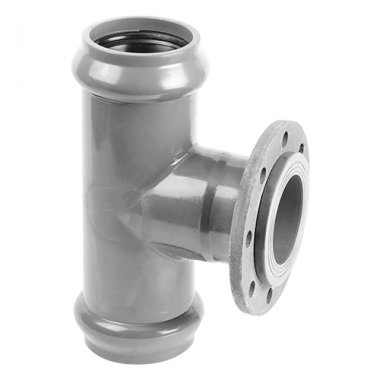 Фотография товара 'Tebo НП-т 225-110 RU-ХК ПВХ Тройник напорный раструбный с кольцом 225х110'