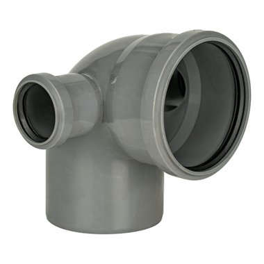 Фотография товара 'Tebo 013021305 RU-TB ПП Отвод канализационный универсальный с выходом (левый+правый) 110/50 87 град'