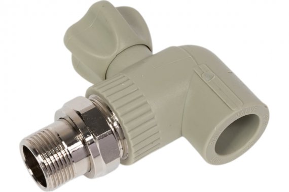 Фотография товара 'Tebo 031060214 C--TB-Gr Шаровой кран для радиаторов угловой 1v 25x3/4" (серый цв.)'