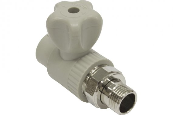 Фотография товара 'Tebo 031060201 C--TB-Gr Шаровой кран для радиаторов прямой 1v 20x1/2" (серый цв.)'