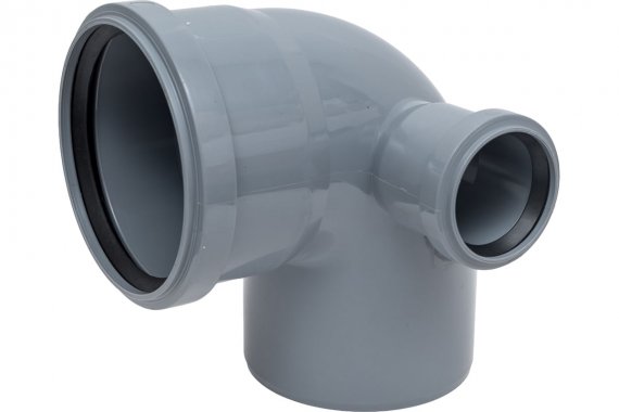 Фотография товара 'Tebo 013021302 RU-TB ПП Отвод канализационный универсальный с выходом (правый) 110/50 87 град'